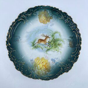 antique austrian hand painted stag porcelain cabinet display plate circa 1900